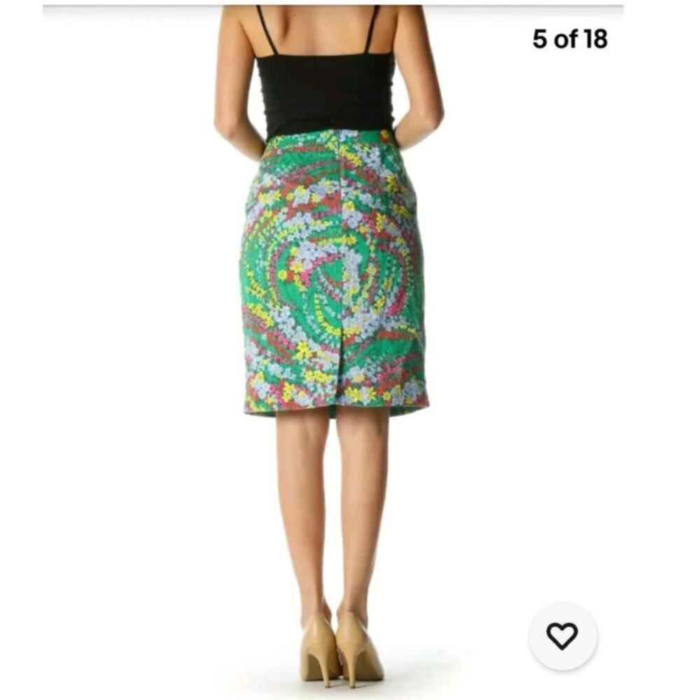 Talbots Women's Green Floral Print Knee Length Lined Short Skirt Size 14 - Picture 3 of 7